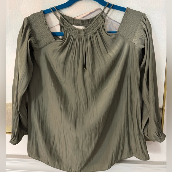 Ramy Brook Tops - RAMY BROOK Army Green Cold Shoulder Blouse Size XS